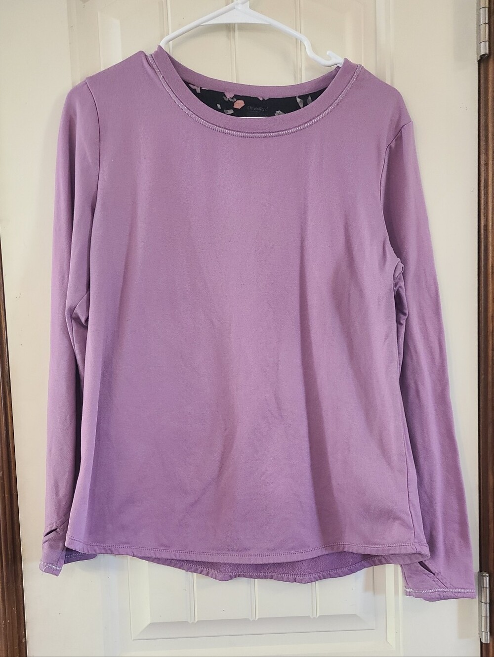 Climate Right Crewneck Long Sleeve Fleece Lined Base Layer Top - Lavender L